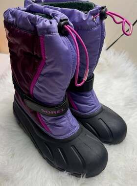 SOREL Youth Flurry Snow Boots Purple Burgundy Pink Black Winter Boots Size 7